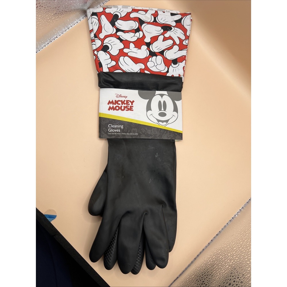 Disney Mickey Mouse Hands Black Cleaning Gloves 1 Pair-OSFM Latex BRAND NEW